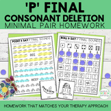 P Final Consonant Deletion Minimal Pairs Homework | Speech