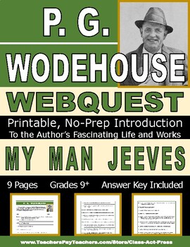 Preview of P. G. WODEHOUSE Webquest: Printable Worksheets for the Famous English Author