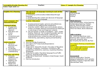 Preview of P.L.C English/Gaeilge Fortnightly Planning Templates/ 5th Class Sample Sept