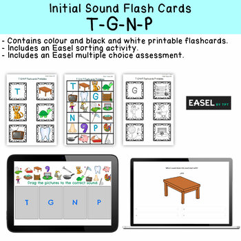 Preview of T G N P Flash Cards for Memory or Sorting & Easel