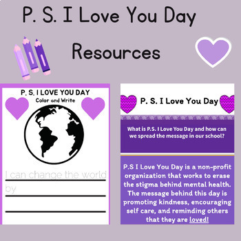 Preview of P.S. I Love You Day Resource Pack and Google Slides