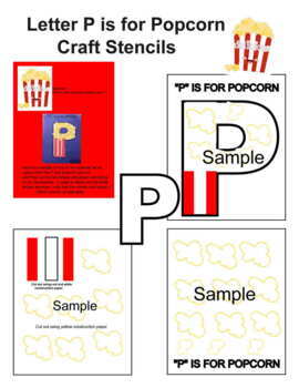 Preview of P is For Popcorn Craft Template