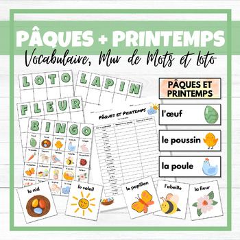 Preview of Pâques et Printemps - French Easter & Spring Vocabulary, Word Wall & Loto/Bingo
