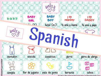 Preview of Póster & Stickers: Vocabulario Infantil: bebés (Spanish)