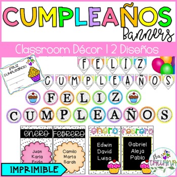Preview of Pósteres de Cumpleaños | Classroom Decor in Spanish | Happy Birthday Banner