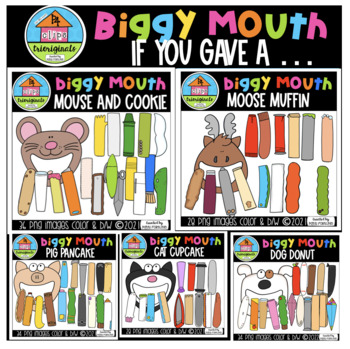 Preview of P4 BIGGY MOUTH If You Give A BUNDLE (P4Clips Trioriginals) BOOK CLIPART