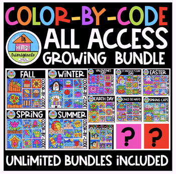Preview of P4 COLOR BY CODE ALL ACCESS Growing Bundle (P4Clips Trioriginals)