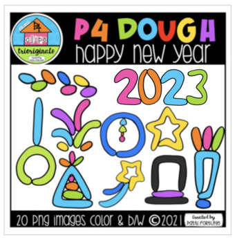 Preview of P4 DOUGH Happy New Year 2023 (P4 Clips Trioriginals) NEW YEAR CLIPART