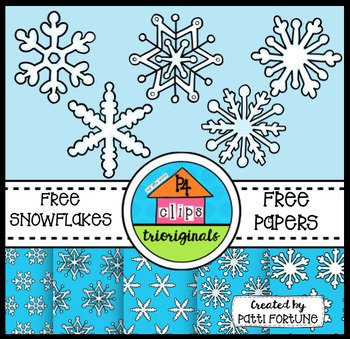 Preview of P4 FREE Snowflakes and Digital Paper (P4 Clips Trioriginals Clip Art)