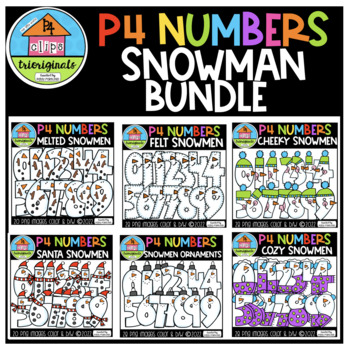 Preview of P4 NUMBERS Snowman Bundle (P4Clips Trioriginals)