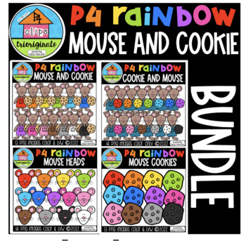 Preview of P4 RAINBOW Mouse and Cookie Bundle (P4Clips Trioriginals) STORYTIME CLIPART