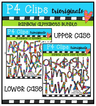 Preview of P4 RAINBOW UC and LC Alphabets {P4 Clips Trioriginals Digital Clip Art}
