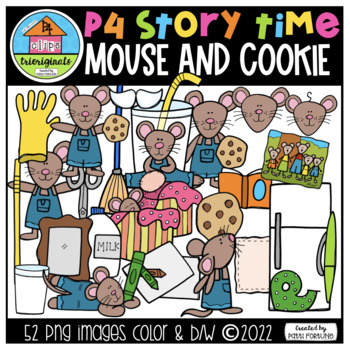 Preview of P4 STORY TIME Mouse and Cookie (P4 Clips Trioriginals) BOOK COMPANION CLIPART