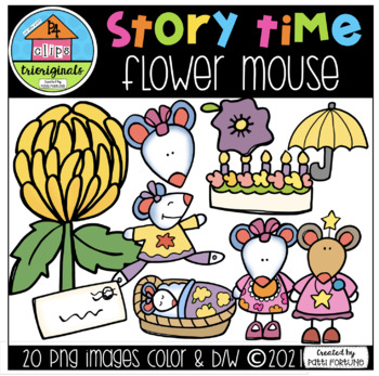 Preview of P4 STORY TIME Yellow Flower Mouse (P4 Clips Trioriginals) BOOK COMPANION CLIPART