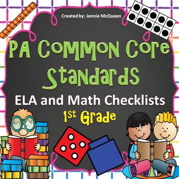 Preview of PA Common Core Standards Checklists 1st Grade ELA AND Math