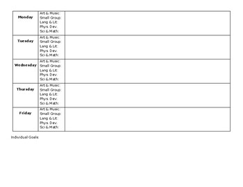 PA STARS approved 2-3 y/o lesson plan template by Shanna Schwentner