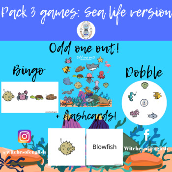PACK 3 BOARD GAMES - SEA LIFE VERSION by Witches of English | TpT