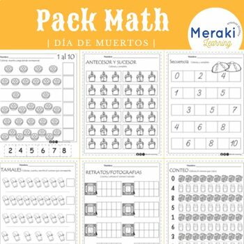 Preview of PACK MATEMÁTICAS Dia de Muertos (Day of the Dead Activities) Math Pack Printable