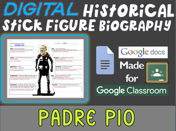 Preview of PADRE PIO Digital Historical Stick Figure Biographies  (MINI BIO)