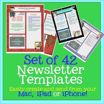 Preview of PAGES Set of 42 Newsletter Templates - Create on the Go Using iPhones & iPads!