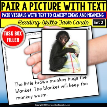 Preview of PAIRING A PICTURE with TEXT to Match Key Details Task Cards Task Box Filler Set2