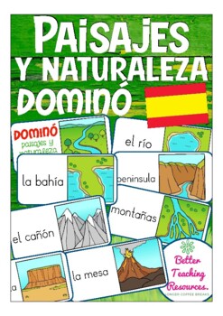 Preview of PAISAJES y NATURALEZA DOMINO  - fun Spanish landforms vocabulary game