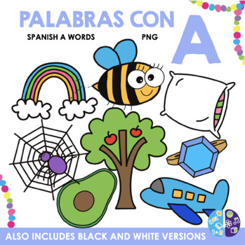 PALABRAS CON A - SPANISH A WORDS CLIPART by Minders | TpT