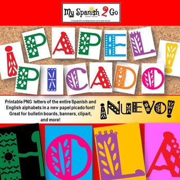 Preview of PAPEL PICADO ENTIRE ALPHABET! Great for Bulletin Board
