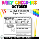 PAPER Daily Check-In for Social Emotional Learning -Octobe