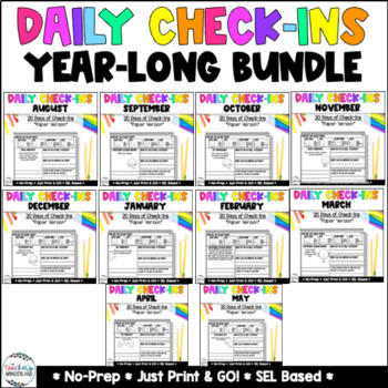 Preview of PAPER SEL Daily Check-In - YEAR LONG - Grades 3-5 SEL Questions & Activity