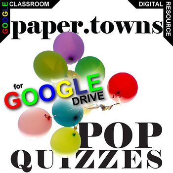 Preview of PAPER TOWNS Pop Quizzes DIGITAL Comprehension Question Exit Ticket Slips Green