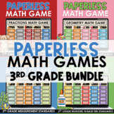 PAPERLESS 3rd Grade Math Games BUNDLE | Math Test Prep | S