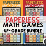 PAPERLESS 4th Grade Math Games BUNDLE | Math Test Prep | S