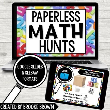 Preview of PAPERLESS Math Hunts for Distance Learning (Google Slides and Seesaw)