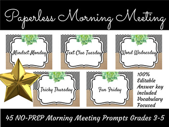 Preview of PAPERLESS Morning Meeting Slides