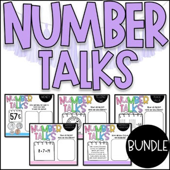 Preview of PAPERLESS Number Talk Bundle | Second Grade Number Talks | NO PREP