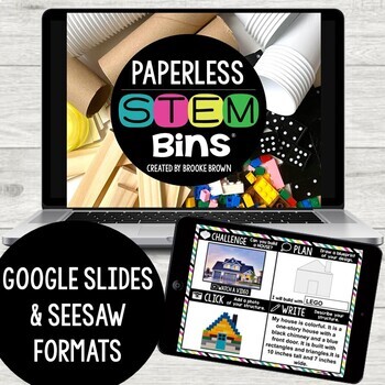 Preview of PAPERLESS STEM Bins® (Google Slides and Seesaw) - Digital STEM Activities