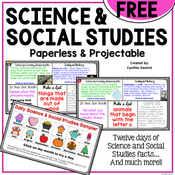 Preview of PAPERLESS Science and Social Studies NO PREP Activities - FREE