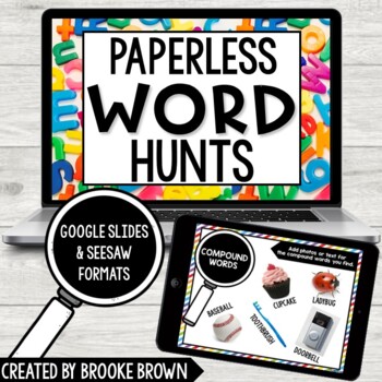 Preview of PAPERLESS Word Hunts for Distance Learning (Google Slides and Seesaw)