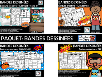 Preview of PAQUET: BANDES DESSINÉES - ÉTÉ, HIVER, AUTOMNE, PRINTEMPS (French, FSL)