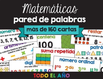 Preview of Spanish Math Word Wall Bundle 2nd | Pared de palabras matemáticas 2do grado