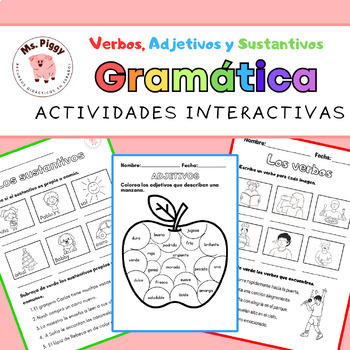 Preview of PAQUETE de Verbos, Adjetivos y Sustantivos│Verbs, Adjectives & Nouns in Spanish
