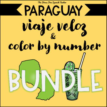 Preview of PARAGUAY Spanish CI Reading AND Color By Number BUNDLE Hispanic Heritage Month