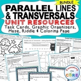 PARALLEL LINES CUT  BY a TRANSVERSAL BUNDLE Task Cards, Wo