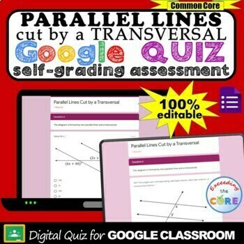 Preview of PARALLEL LINES CUT BY TRANSVERSAL Digital Assessment | Google Distance Learning