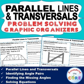 Preview of PARALLEL LINES CUT BY a TRANSVERSAL Word Problems with Graphic Organizers