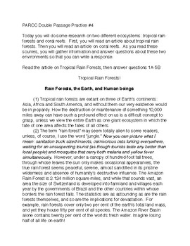 Preview of PARCC Double Passage Practice #4:Tropical Rain Forests and Coral Reefs
