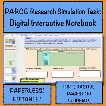 Preview of PARCC / NJSLA Research Simulation Task: Digital Interactive Notebook