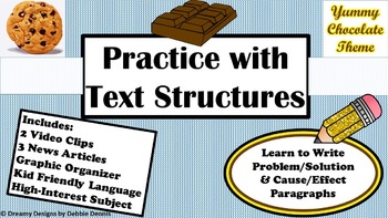 Preview of Problem/Solution Cause/Effect Text Structures Test Prep Chocolate Lesson 5 6 7 8