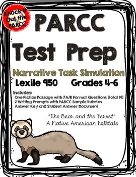 Preview of PARCC Test Prep Narrative Task with 2 Writing Prompts, 7 A/B Questions UPDATED!